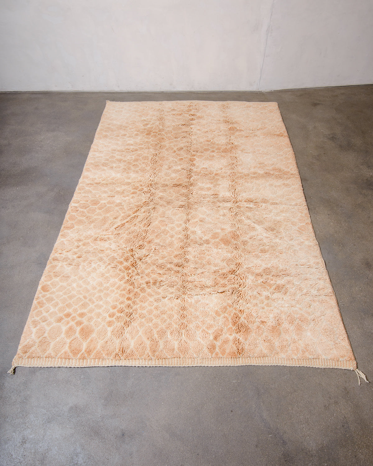 Modern, designer, handcrafted 100% sheep’s wool Berber rug from Morocco. Beni M’rirt carpet with beautiful colours and patterns and fluffy wool texture.